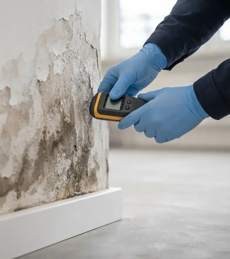 Muro con umidità di risalita e distacco dell'intonaco a Mantova